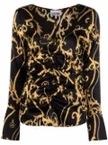 GANNI ruched-detail printed top - Black