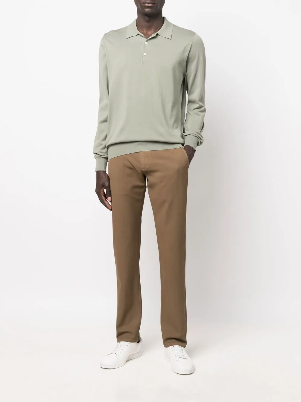 Canali Polotrui met lange mouwen Groen