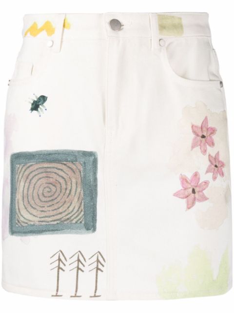MCQ minifalda de mezclilla con estampado floral