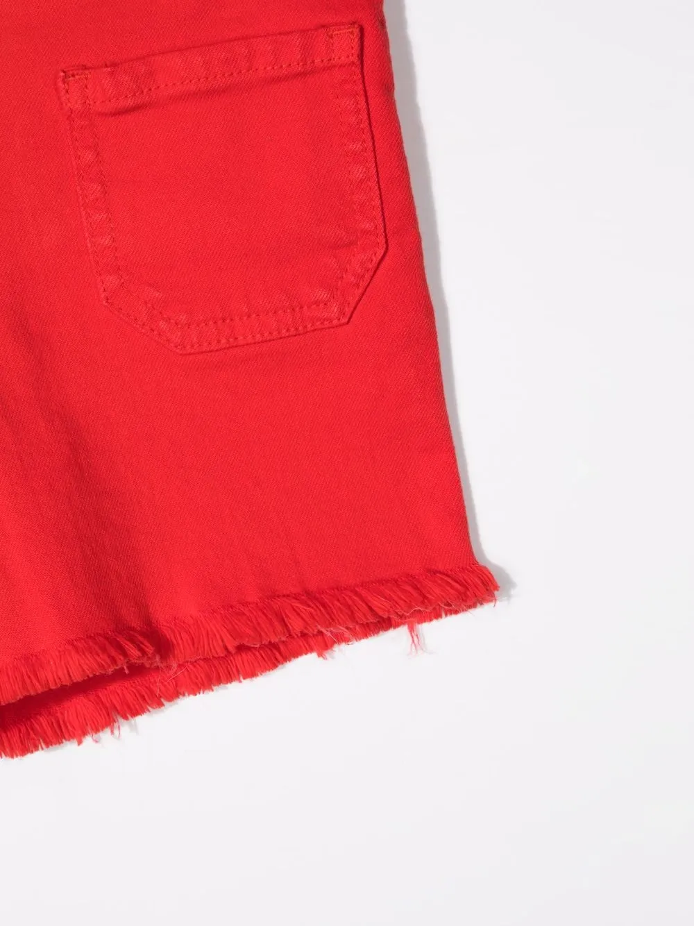 Shop Stella Mccartney Raw-cut Cotton Mini Shorts In Red