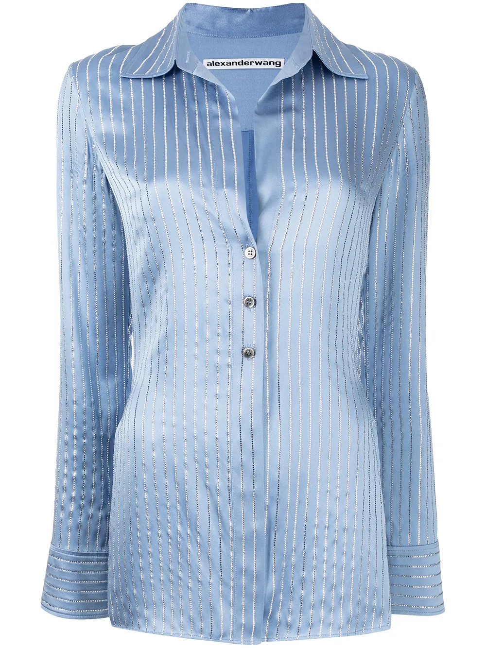 

Alexander Wang camisa manga larga con detalles de cristal - Azul