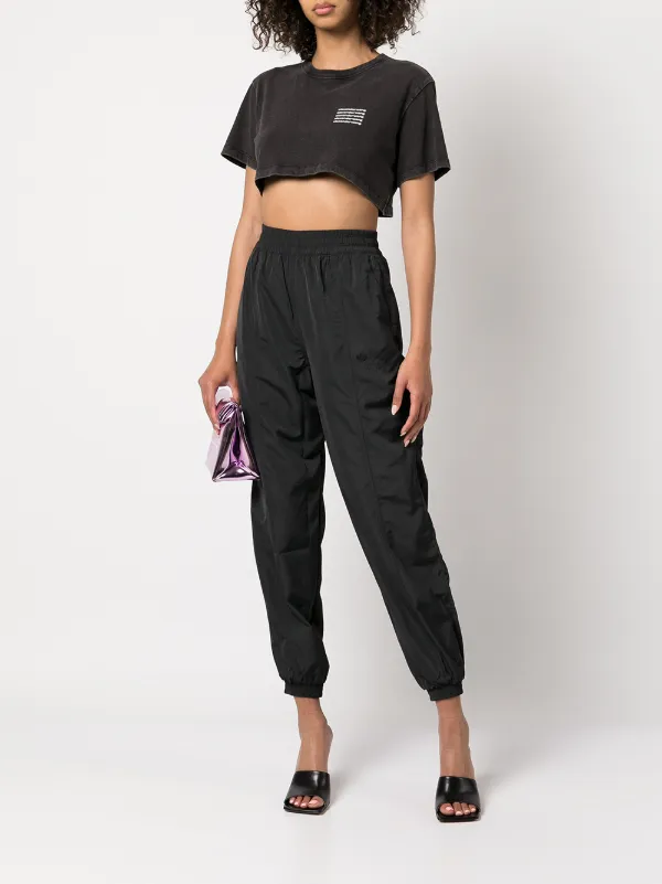 Alexander Wang acid-wash Crop Logo T-shirt | Grey | FARFETCH