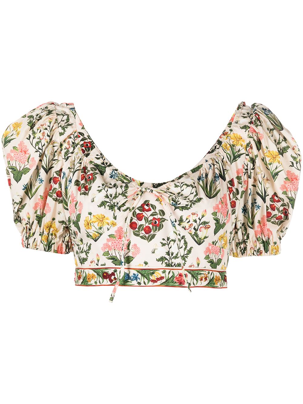floral-print cropped top