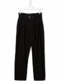 Balmain Kids TEEN box pleat belted trousers - Black