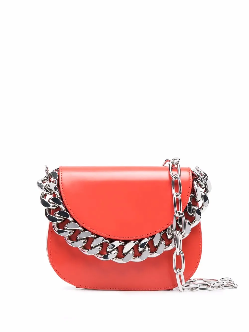 Kara Chain-link Saddle Crossbody Bag In Red | ModeSens