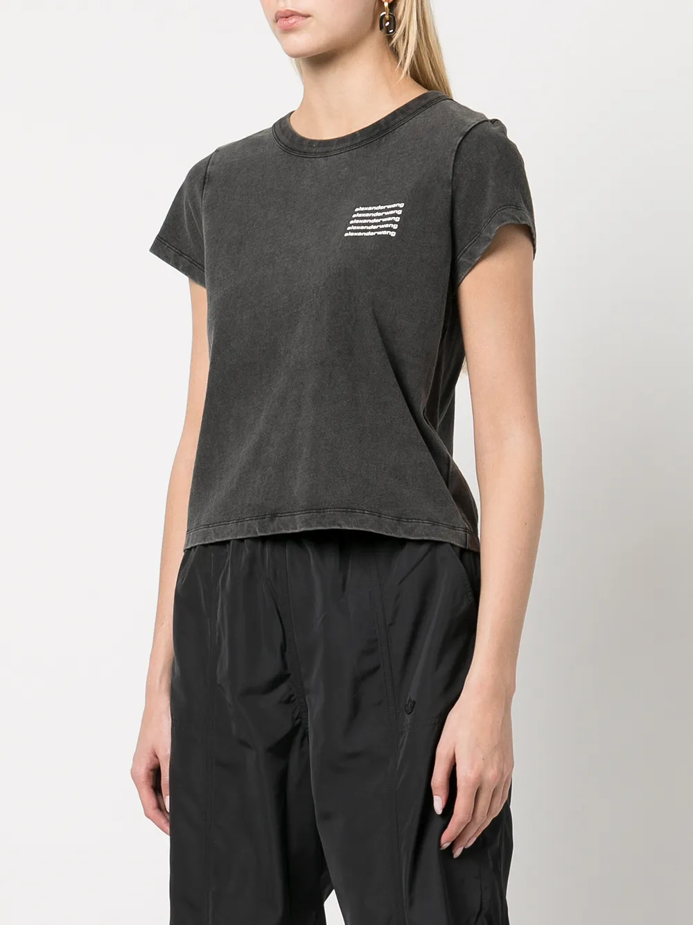 Alexander Wang acid-wash Logo T-shirt | Grey | FARFETCH