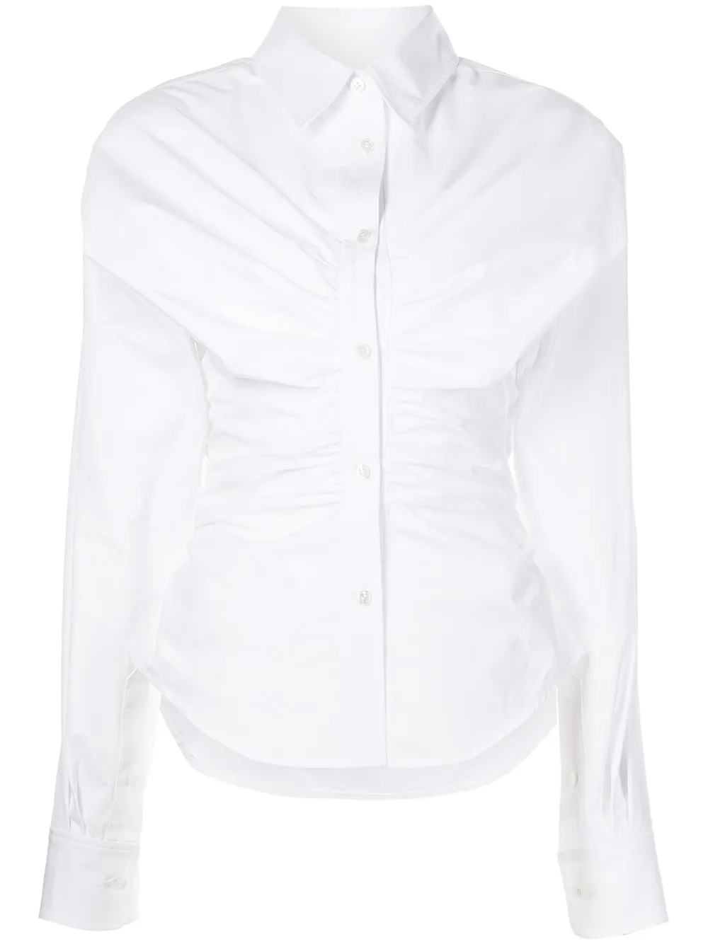 

Alexander Wang camisa con fajín fruncido - Blanco