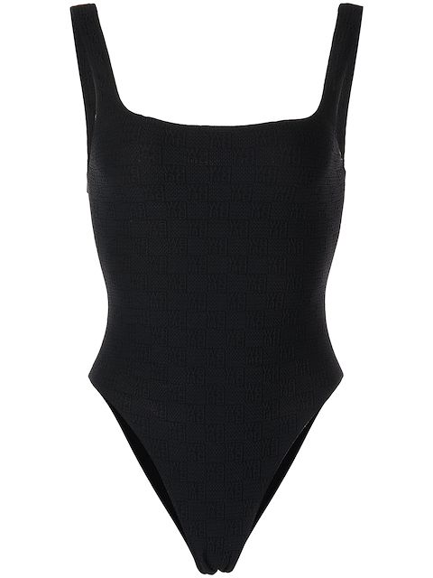 Alexander Wang knit-logo square neck bodysuit