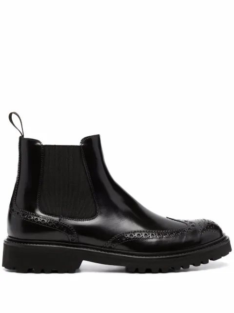 Scarosso slip-on leather brogue boots