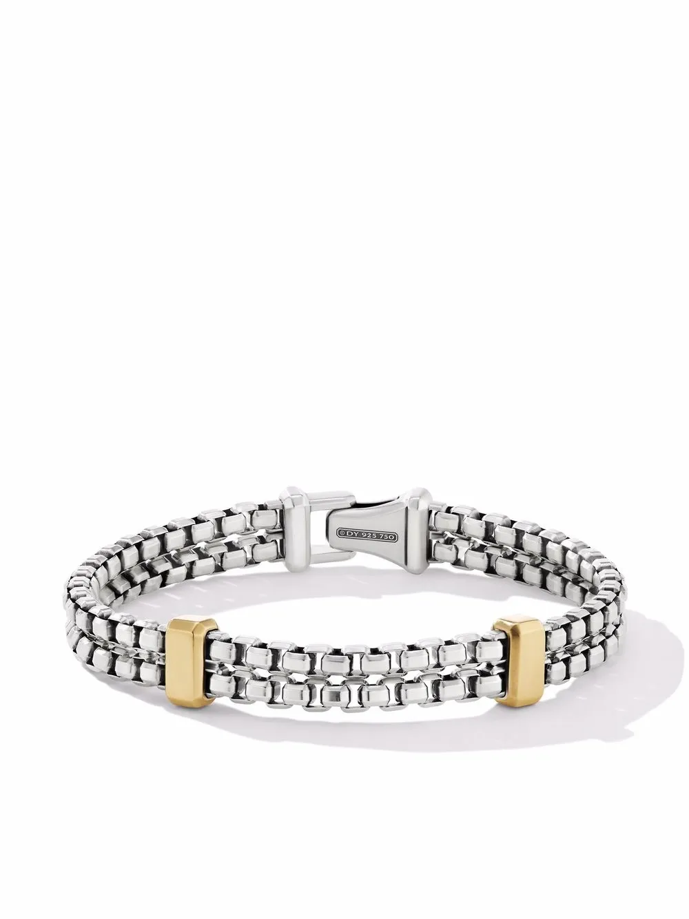 

David Yurman pulsera Double Box Chain Station en oro amarillo de 18kt - Plateado