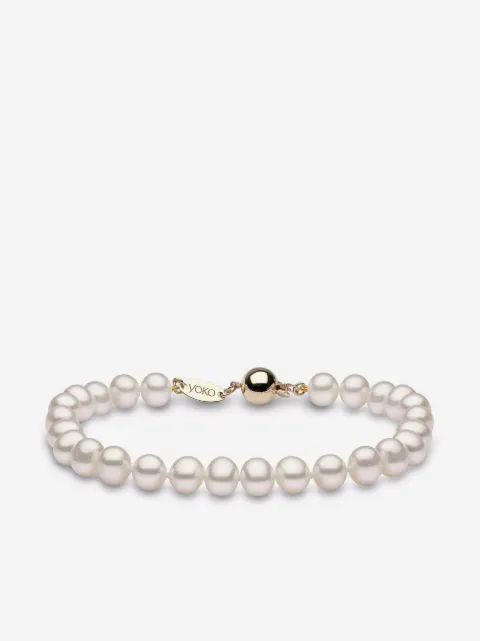 Yoko London 클래식 18K 옐로 골드 담수진주 브레이슬릿 6mm 