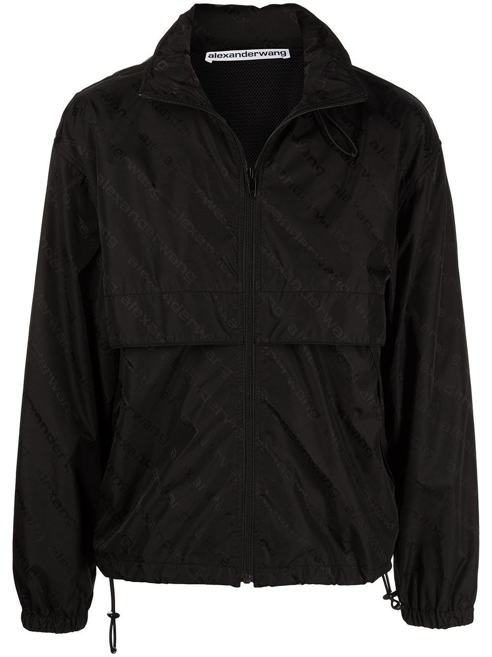 Shop Alexander Wang Monogram Zip-up Windbreaker In Black