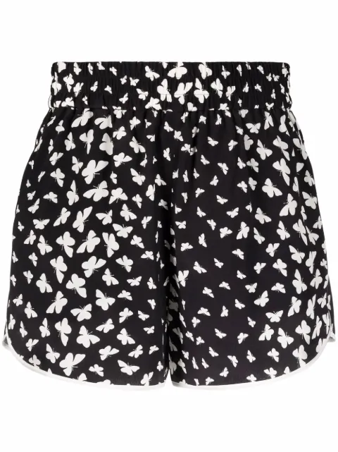 RED Valentino butterfly-print silk shorts