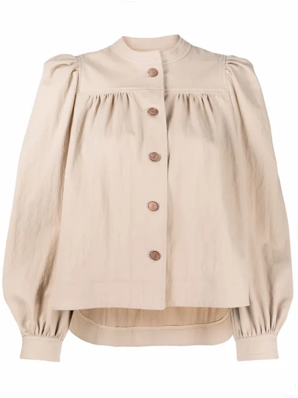puff-shoulder long-sleeve shirt 