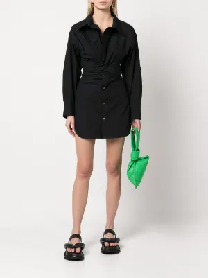 レア【アレキサンダーワン】シャツワンピース シルク オフショルダー ブラック Alexander Wang（アレキサンダー・ワン）ワンピース・ドレス