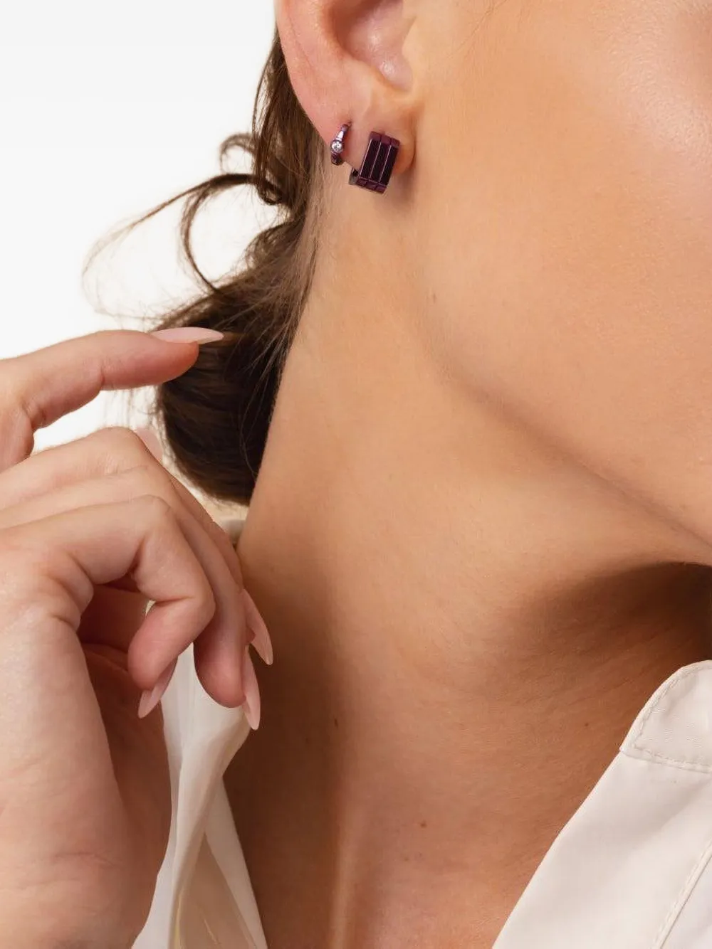 EÉRA 18k white gold Candy huggie single earring - パープル