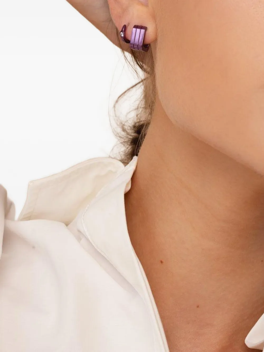  Eéra 18k White Gold Candy Huggie Single Earring   Violett 