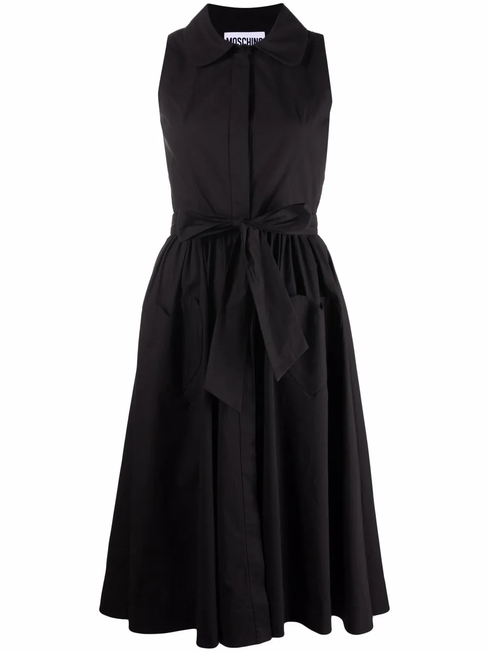 Moschino robe sans manches à taille ceinturée - Noir Moschino robe sans manches à taille ceinturée - Noir