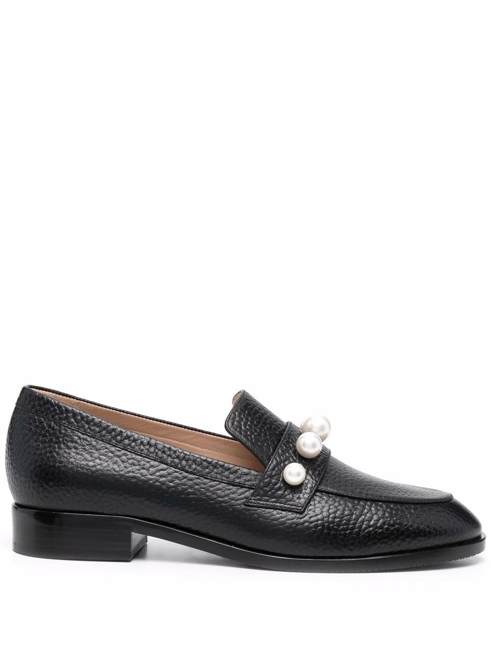 Black leather pearls studs discount moccasins by dolce & gabbana