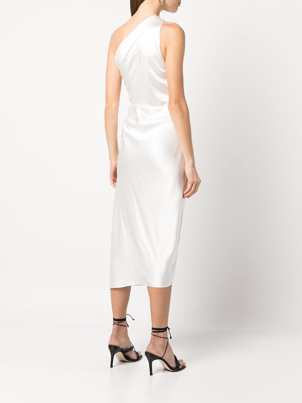 Shop Michelle Mason Asymmetric Gathered Dress In Weiss