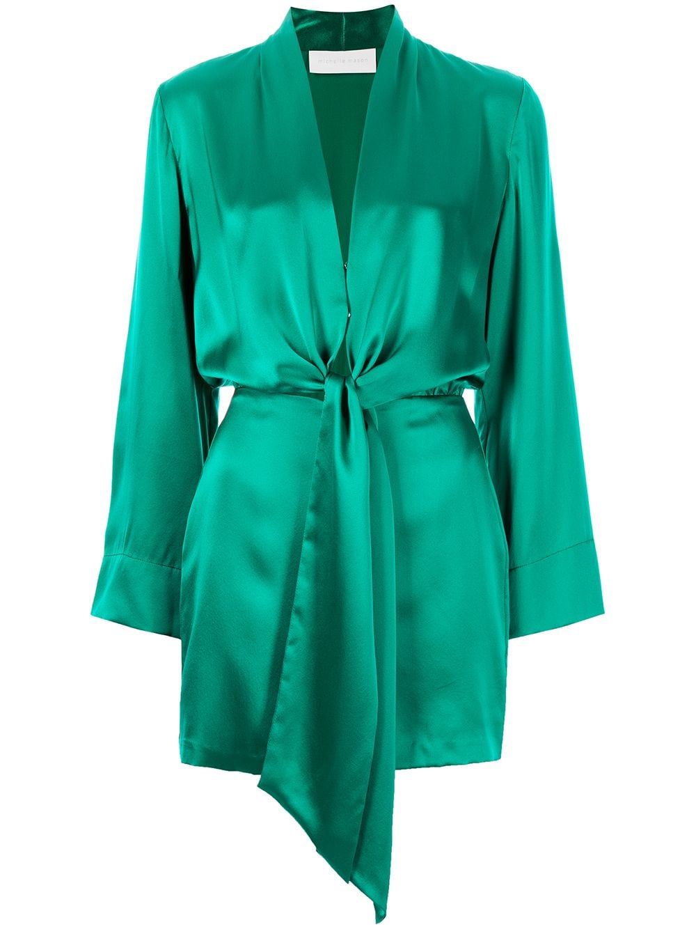 

Michelle Mason tie-front silk satin minidress - Green