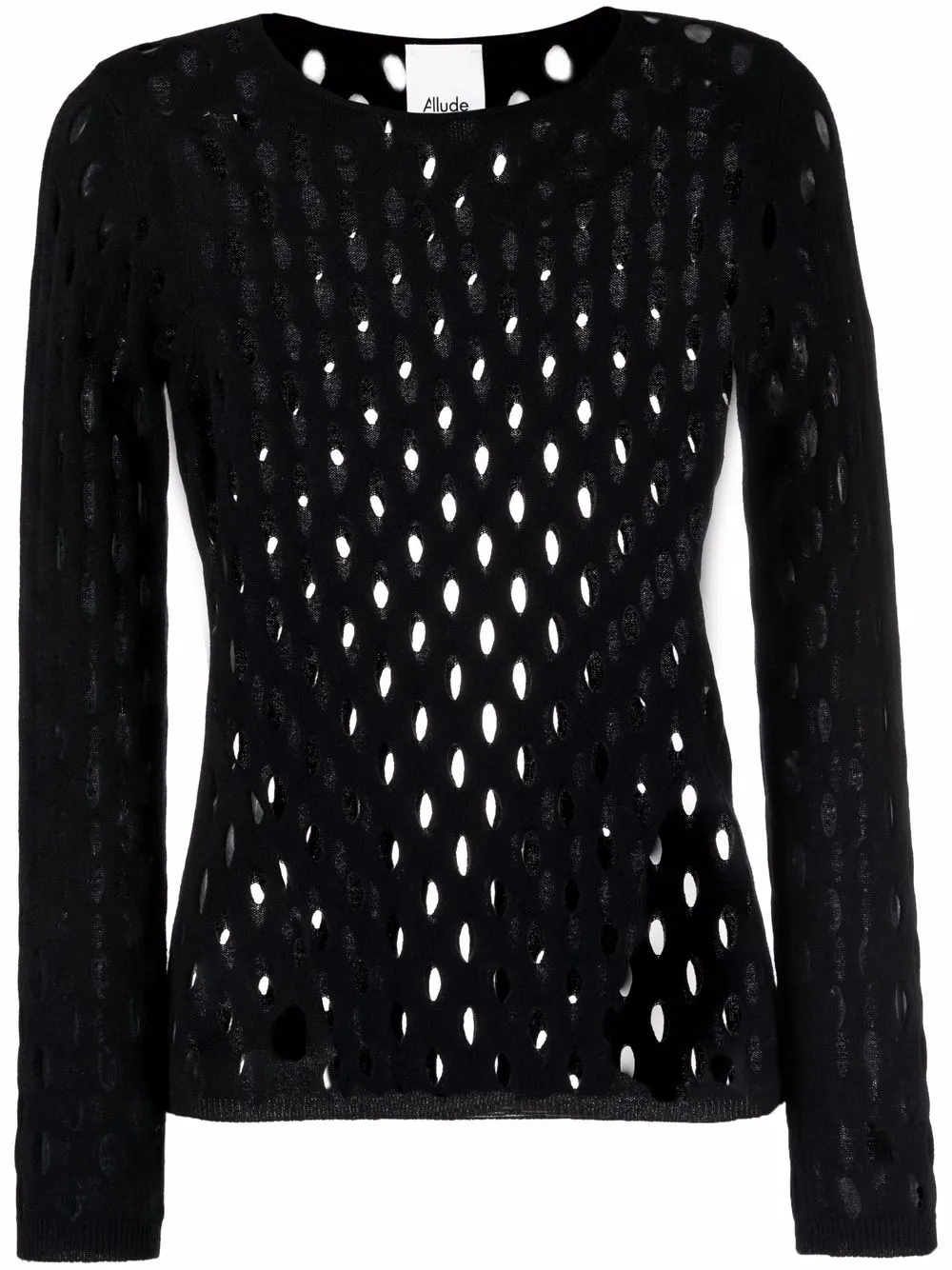 

Allude perforated-detail cashmere top - Black