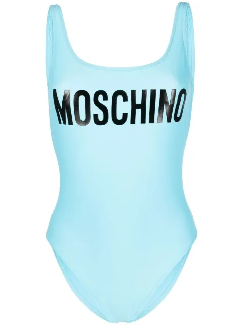 Moschino logo-print backless swimsuit