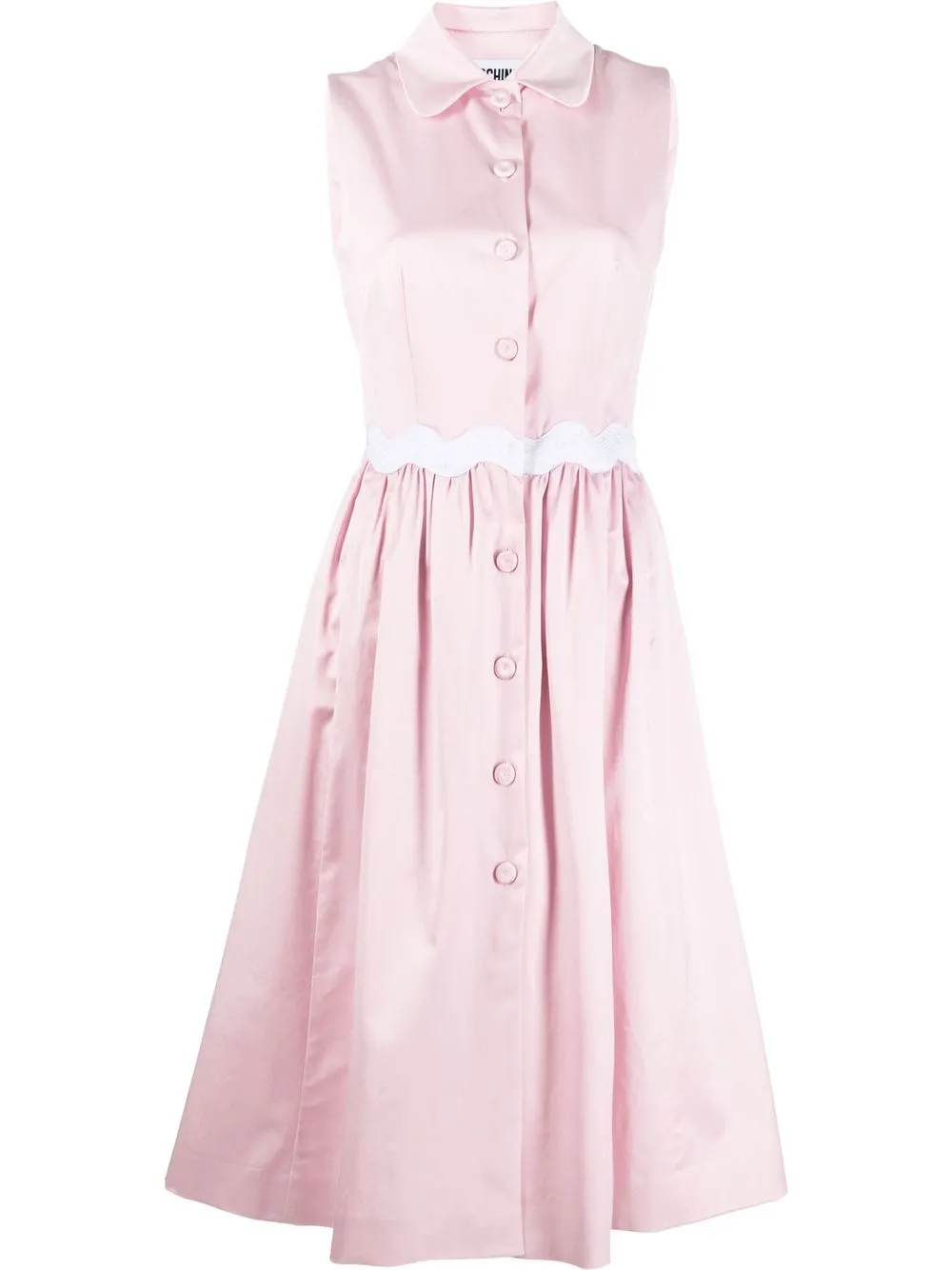 Moschino Two-tone Sleeveless Cotton Shirtdress In Rosa