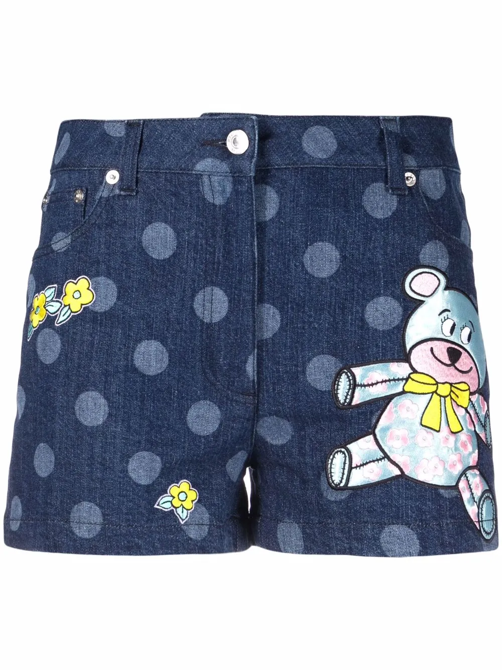 

Moschino cartoon-print denim shorts - Blue