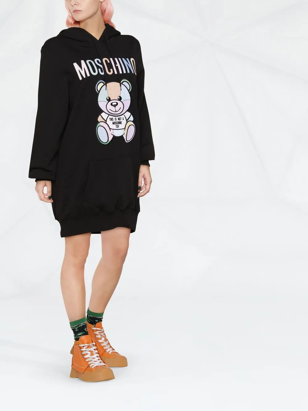 Moschino Jurk met geborduurd logo - Zwart