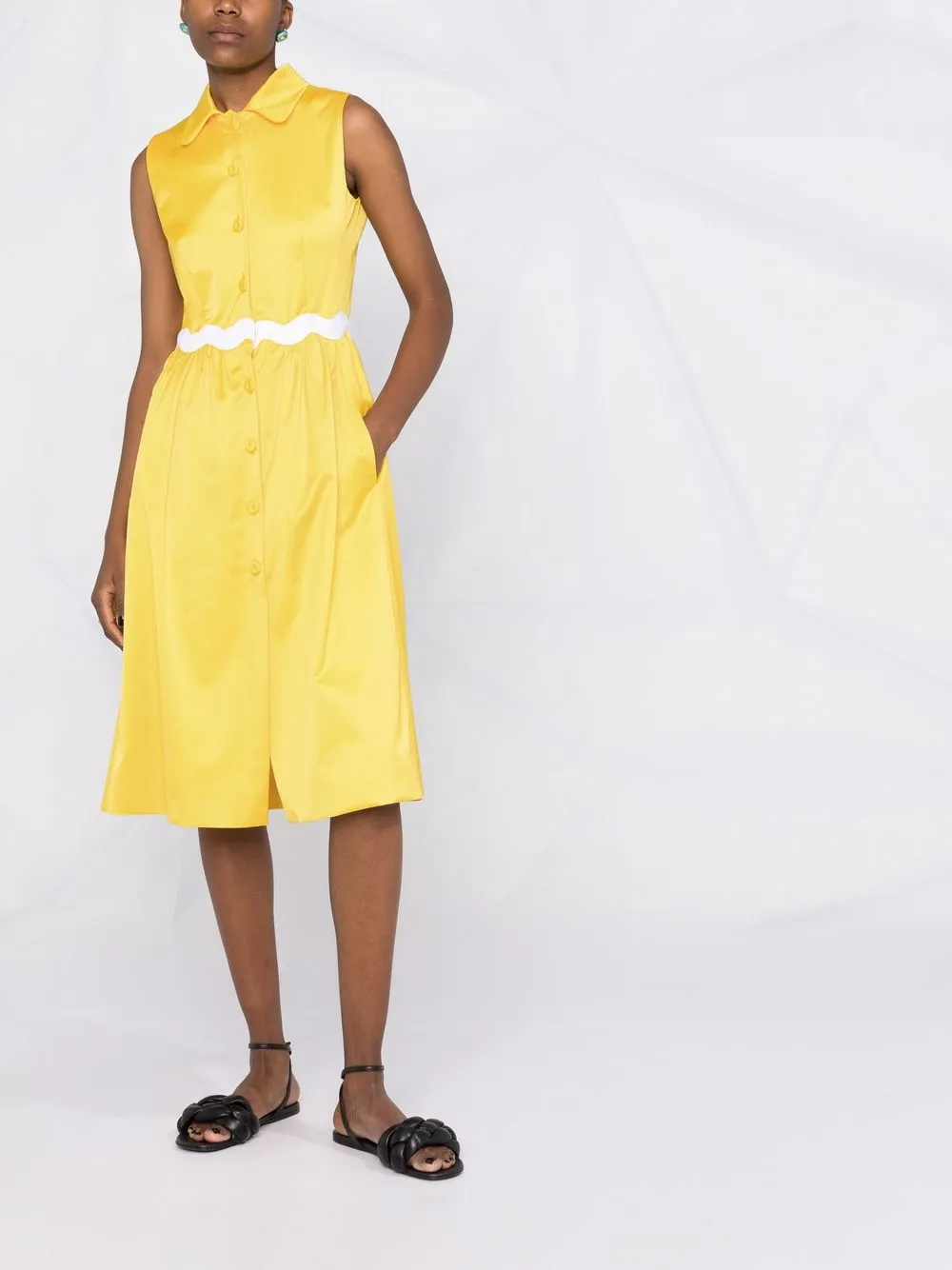  Moschino Vestido Corto Con Botones - Amarillo 