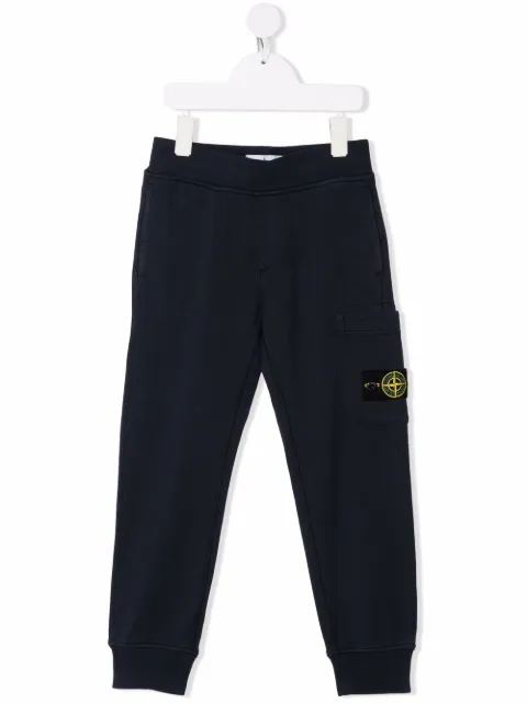 Stone Island Junior بنطال مزين بشارة شعار الماركة