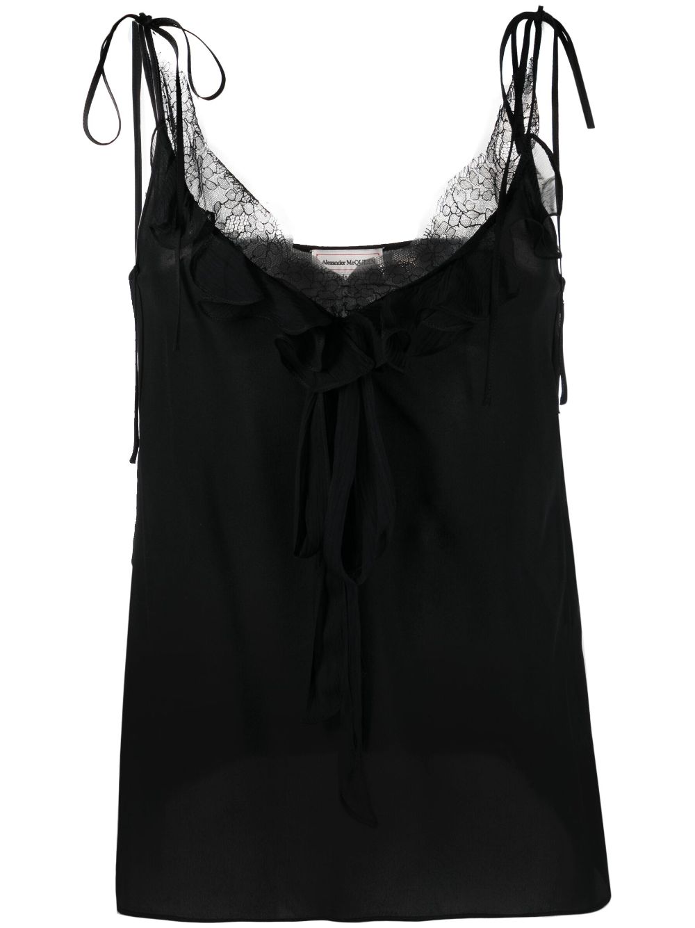 Alexander McQueen ruffle-neck lace detail vest top Women