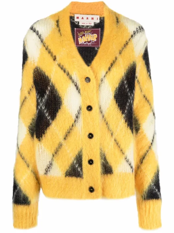 argyle pattern cardigan