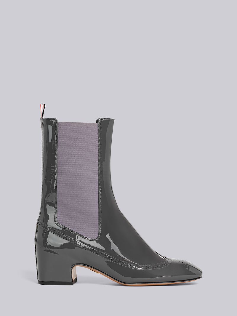 Soft Patent Leather Mid Calf 4Bar Heeled Chelsea Boot Thom Browne