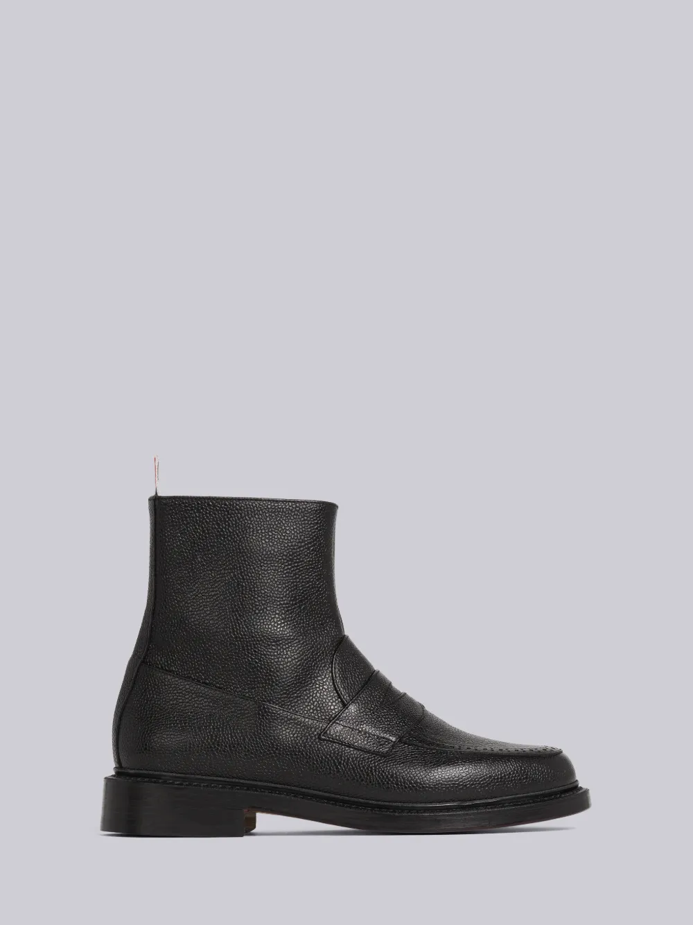 THOM BROWNE PEBBLE GRAIN LEATHER PENNY LOAFER ANKLE BOOT