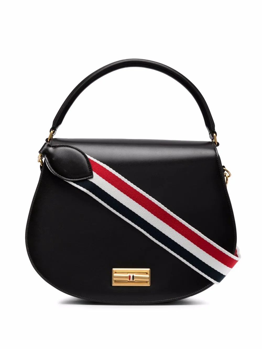 

Thom Browne bolsa saddle con rayas RWB - Negro