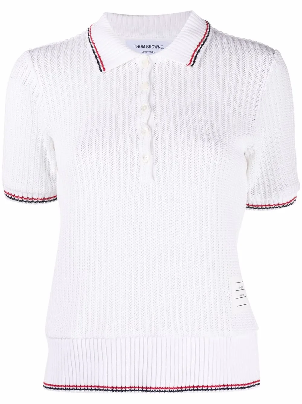 

Thom Browne playera tipo polo manga corta - Blanco