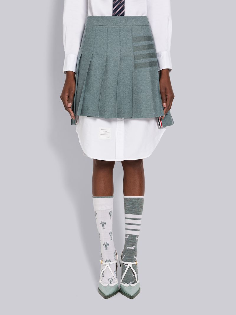 Flannel 4-Bar Pleated Mini Skirt