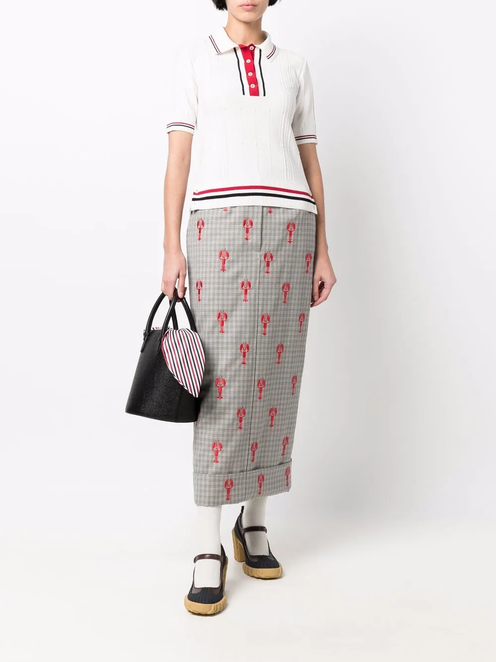 Thom Browne Polotop met RWB-streep - Wit