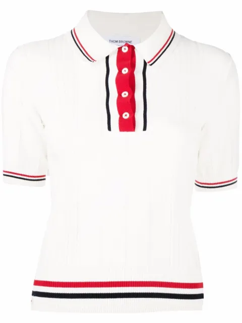 Thom Browne RWB-stripe polo top