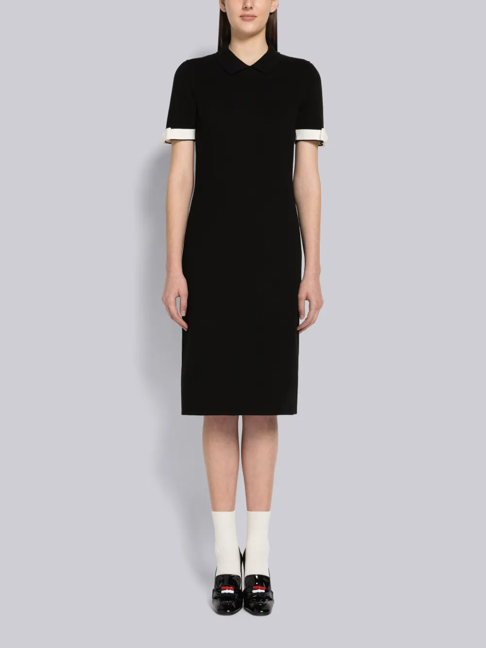 Thom Browne Bow-detailed Cotton-blend Dress In Black