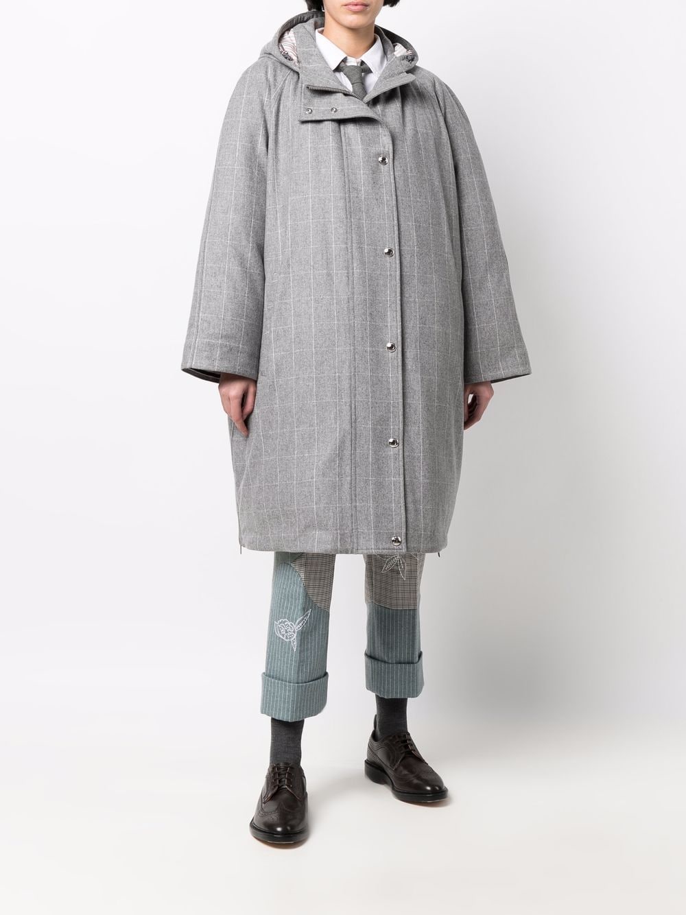 Thom Browne Geruite parka - Grijs