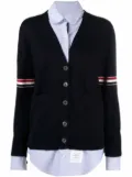 Thom Browne RWB-armbands V-neck cardigan - Blue