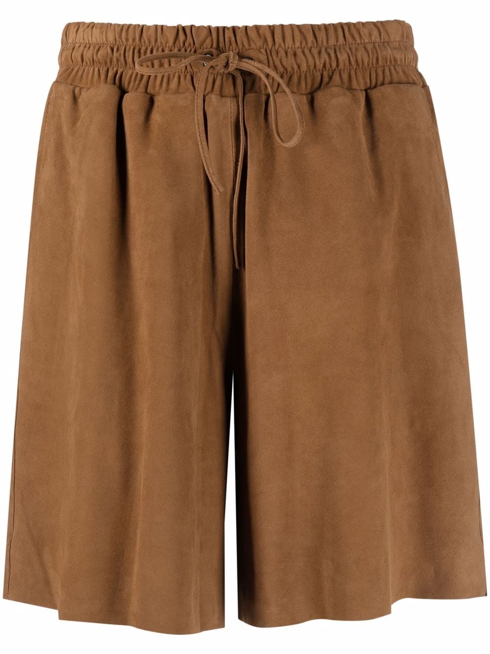 P.a.r.o.s.h Elasticated Waistband Suede Shorts In Brown