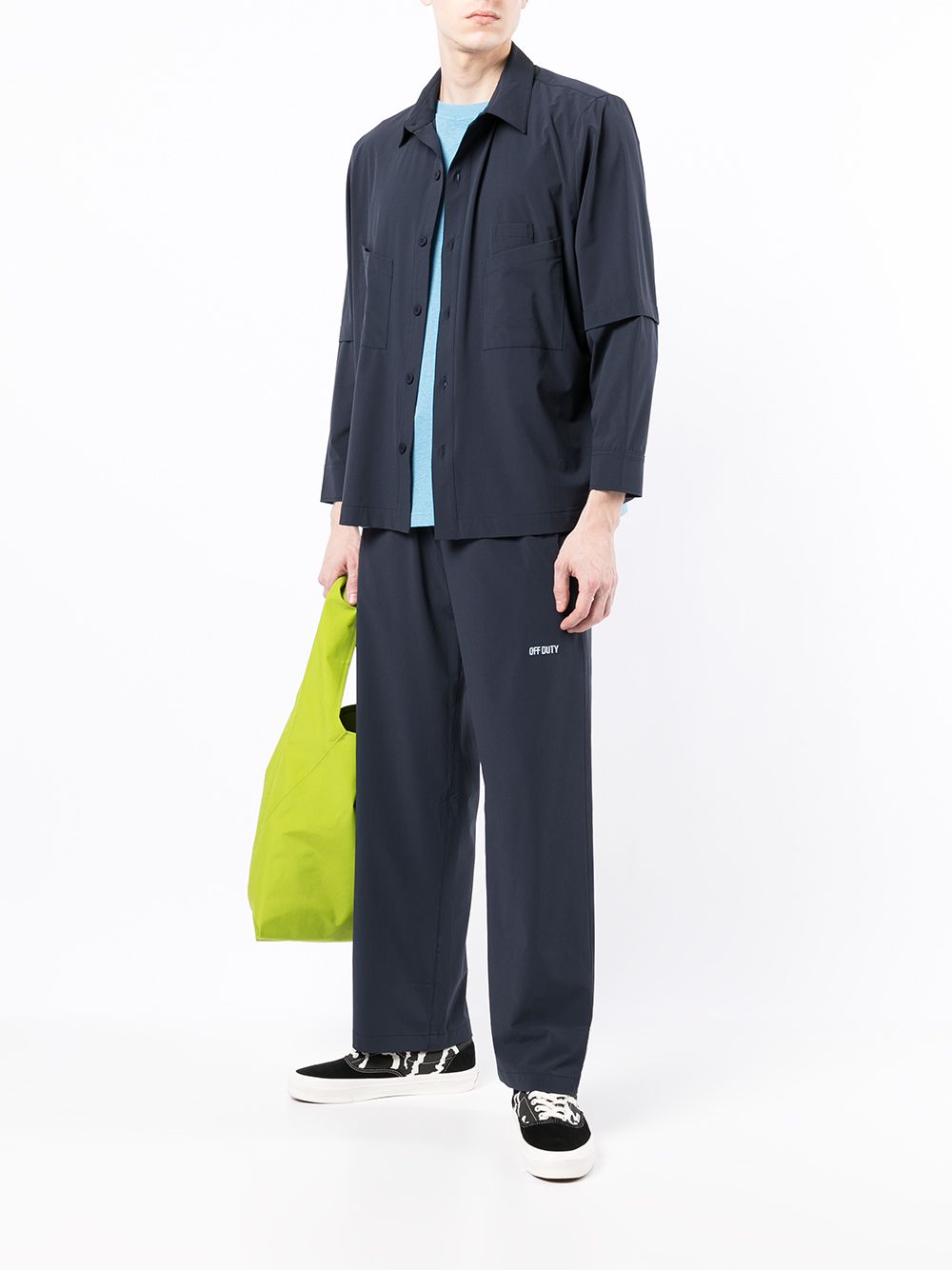 Image 2 of Off Duty embroidered-logo drawstring-waist track trousers