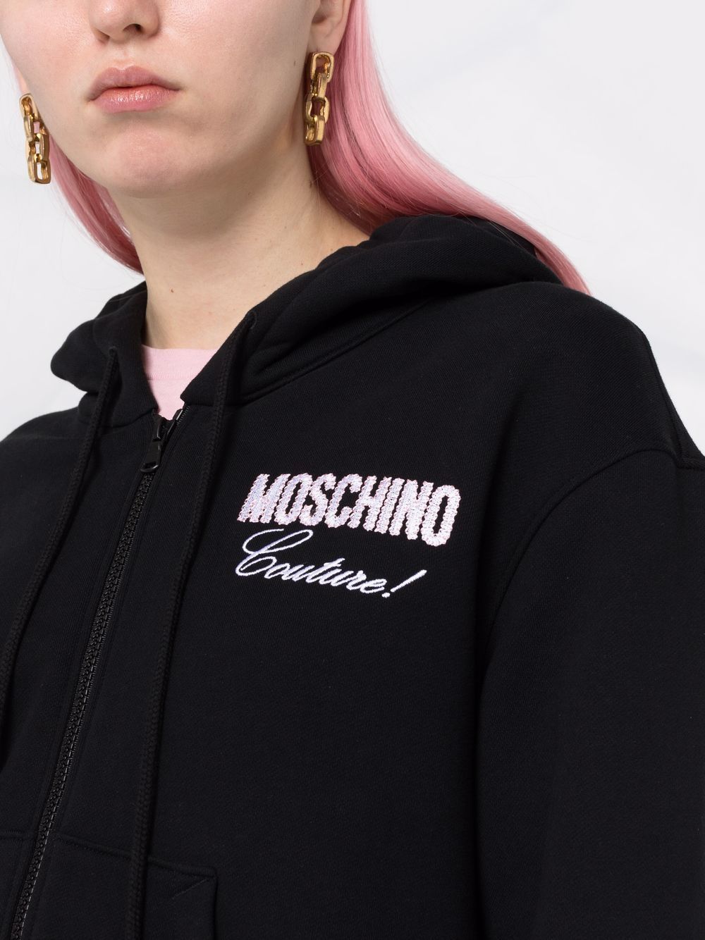 фото Moschino куртка couture с капюшоном и вышитым логотипом