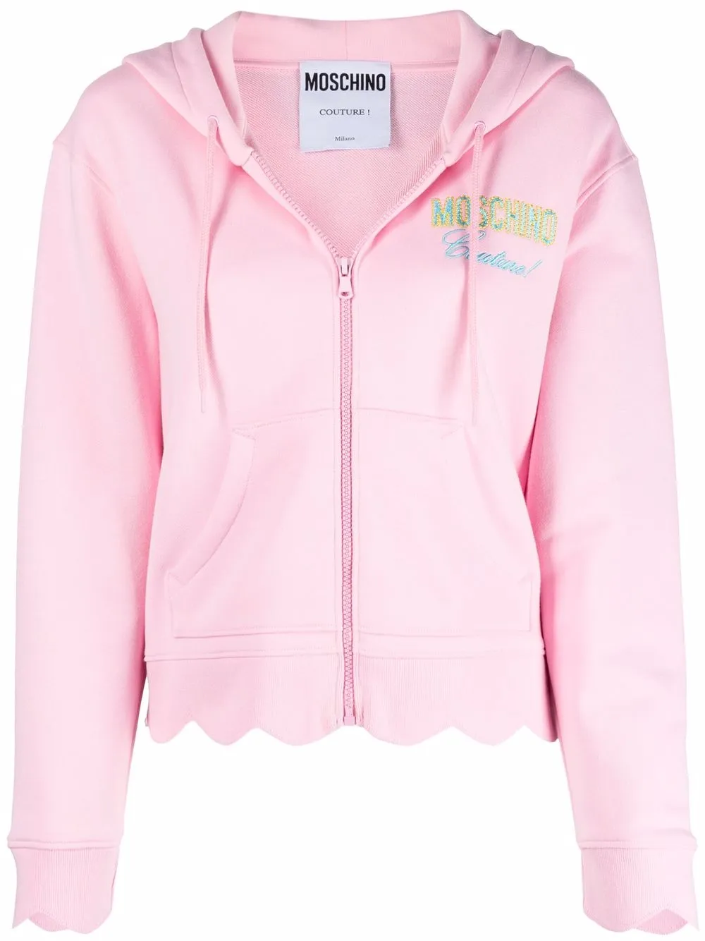 

Moschino Couture logo-embroidered hooded jacket - Pink