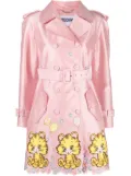Moschino embroidered double-breasted coat - Pink