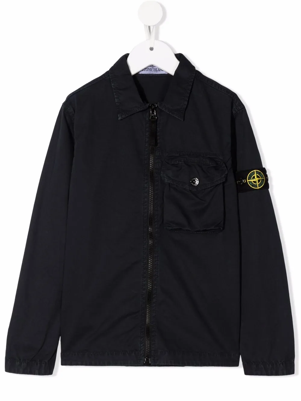 

Stone Island Junior chamarra con cierre y parche del logo - Azul